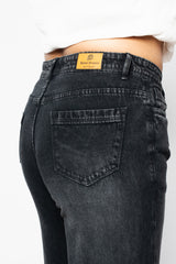 Black Straight Fit Cotton Denim Jeans