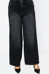 Black Straight Fit Cotton Denim Jeans
