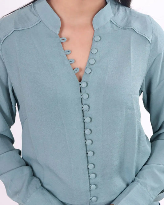 Mint Green Long Sleeve Blouse DLPL