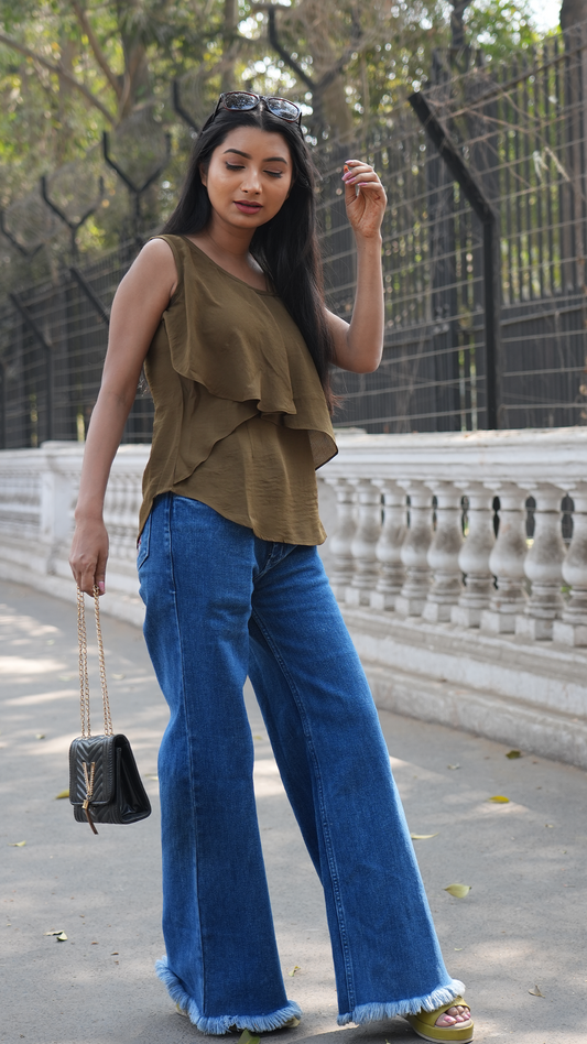 Dark Olive Green Layered Sleeveless Top