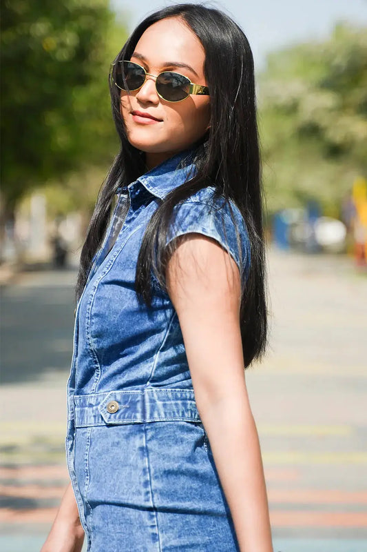 Denim Short Dress, Short Dress, Denim Dress, Short Sleeve Dress, Blue Dress, Rebeldrapes Dress