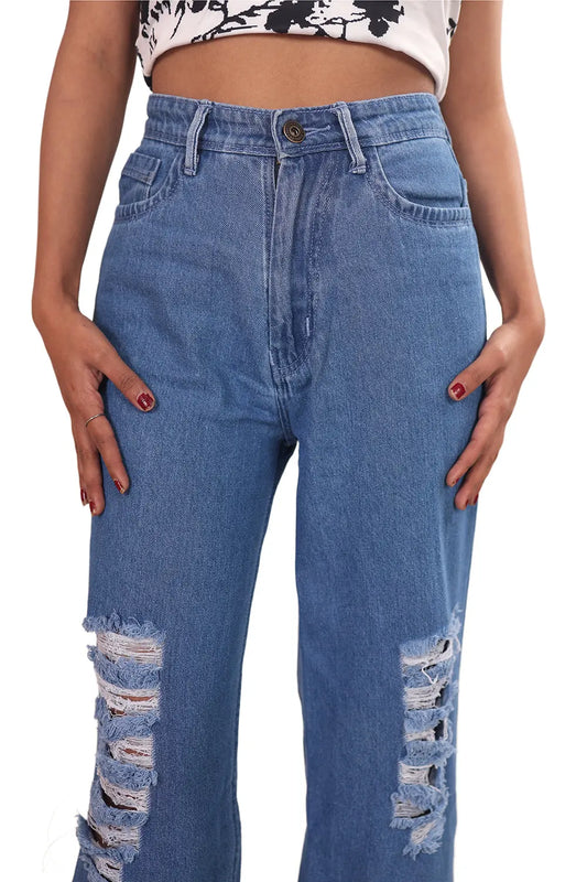 distressed jeans, blue jeans, denim jeans, ripped jeans, high waste jeans, rebeldrapes