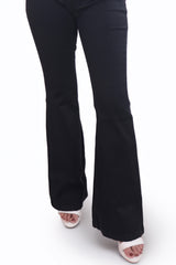 Black Flared Jeans with Embroidery