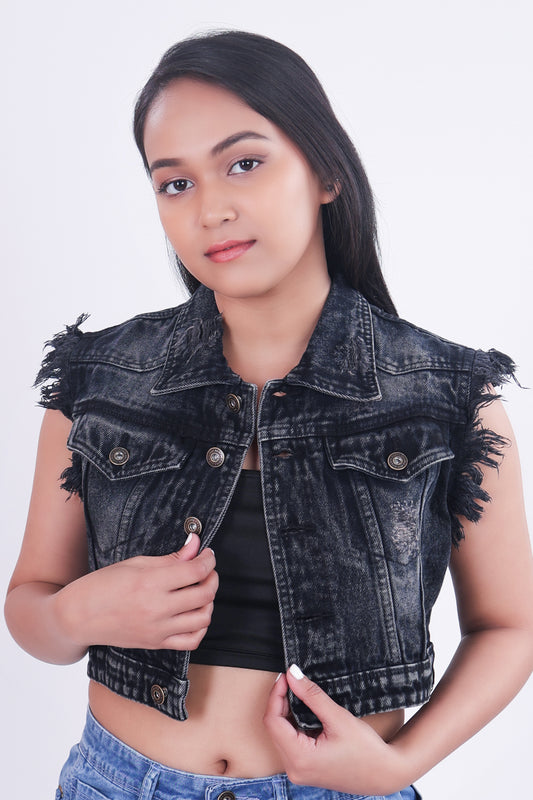 Black Cropped Denim jacket