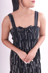 Sleeveless black patterned Short Dress DLPL