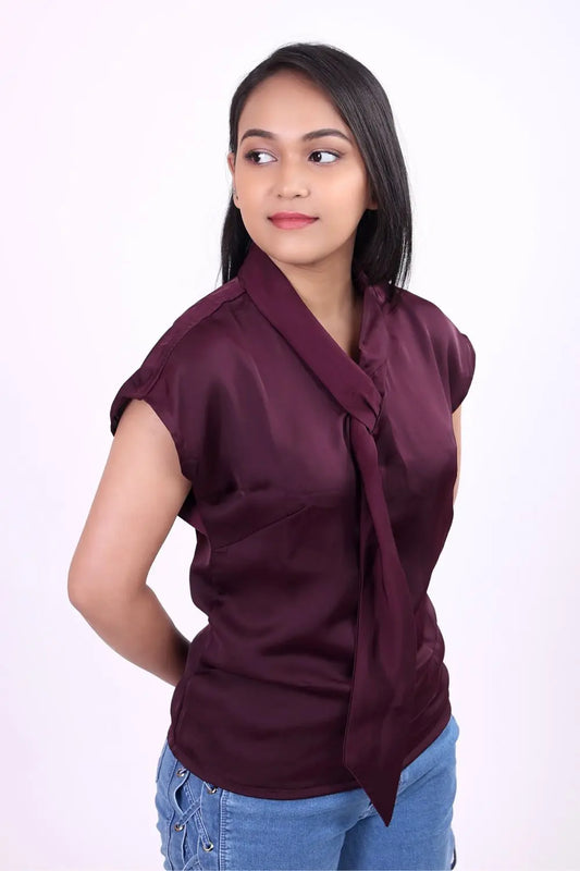 Short Sleeve Wine Color Top DLPL