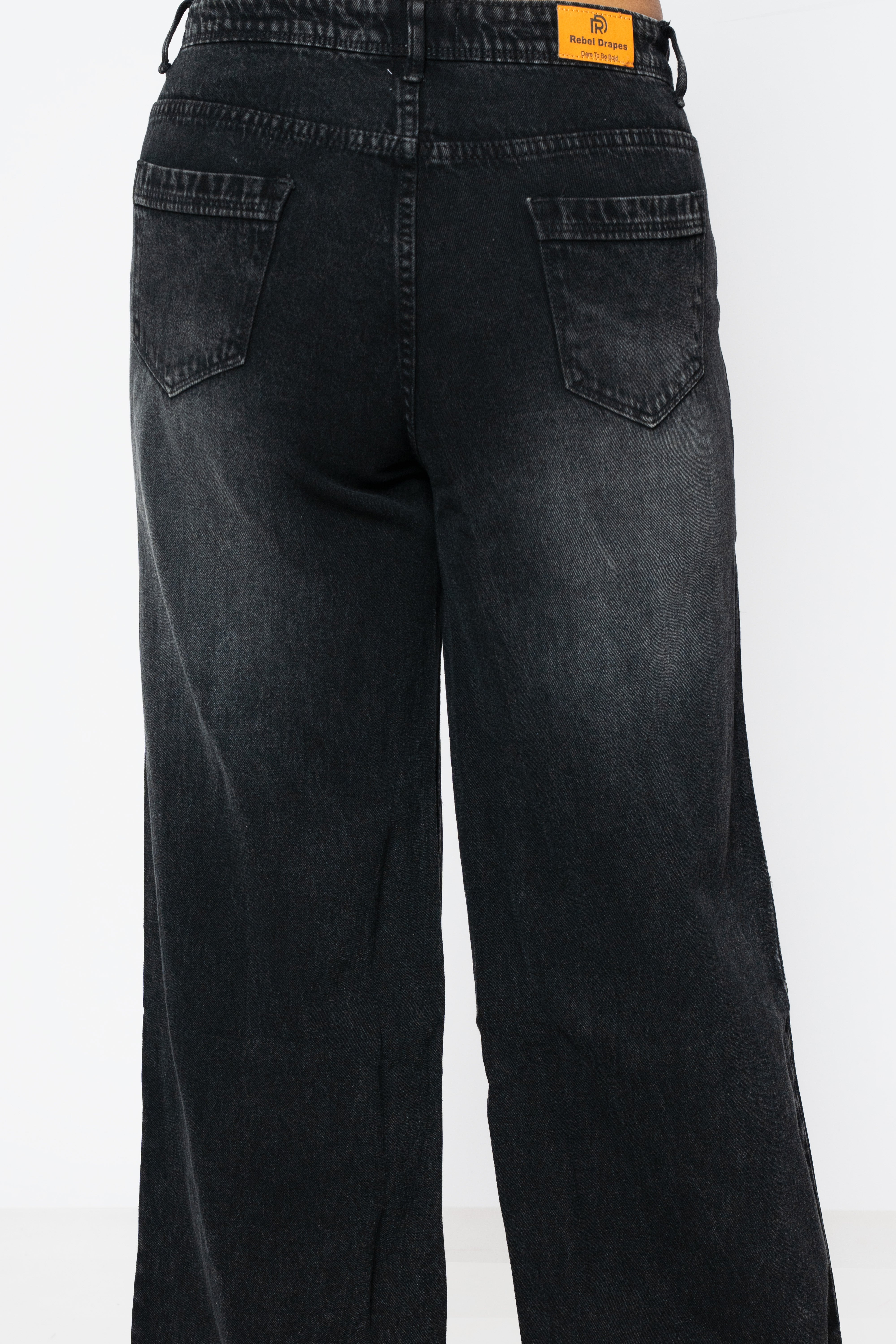 Black Straight Fit  Cotton Denim Jeans