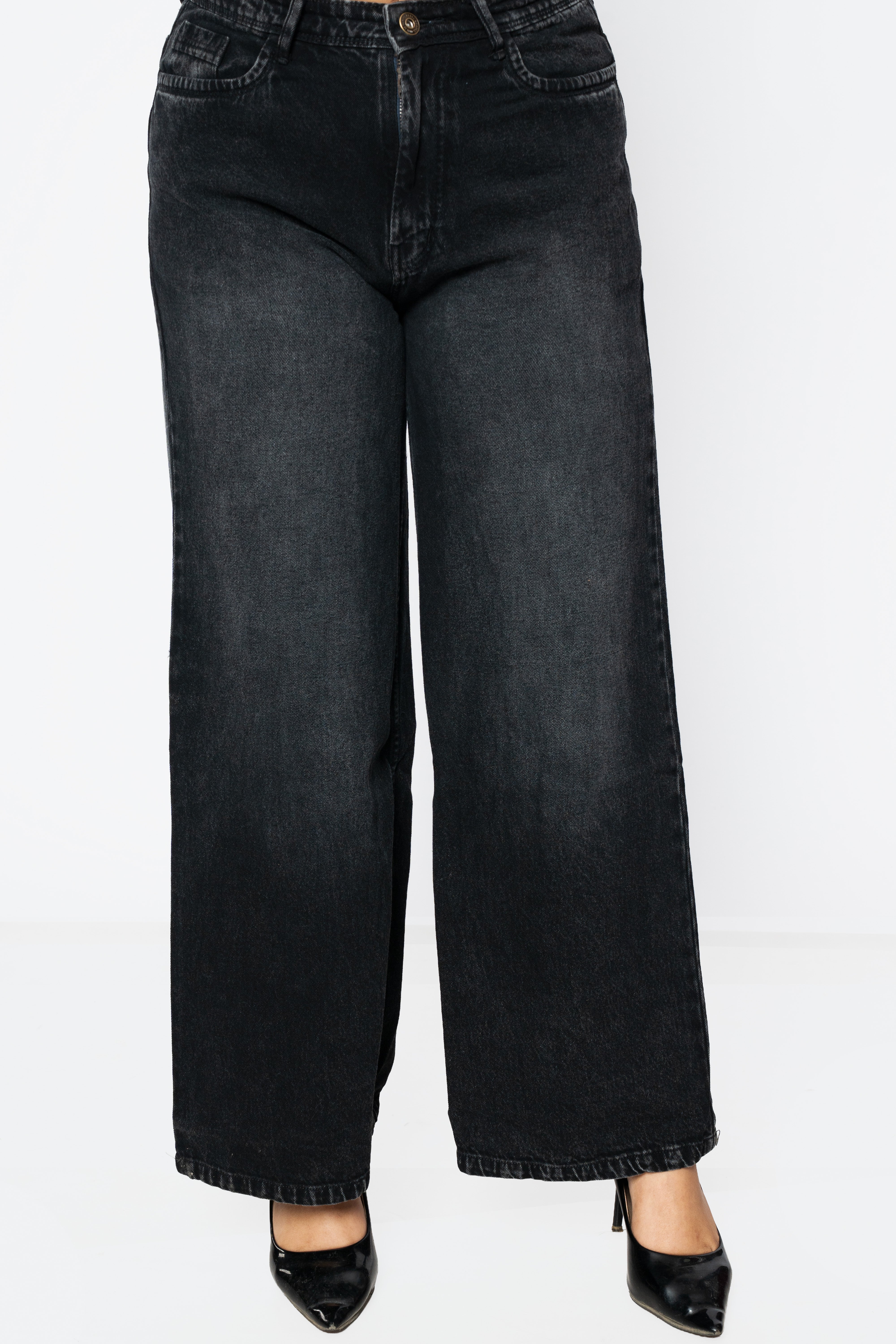 Black Straight Fit  Cotton Denim Jeans