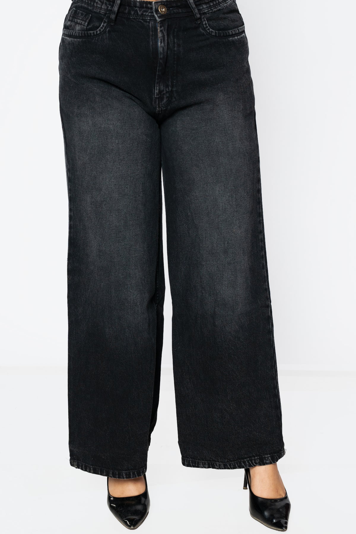 Black Straight Fit  Cotton Denim Jeans