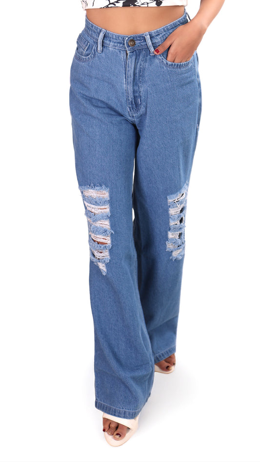 Distressed Blue Jeans