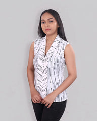 Short Sleeve Black on White Top DLPL