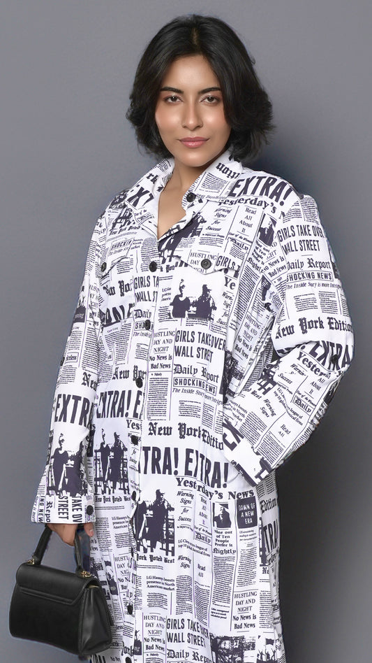 Newsprint Shirt Dress