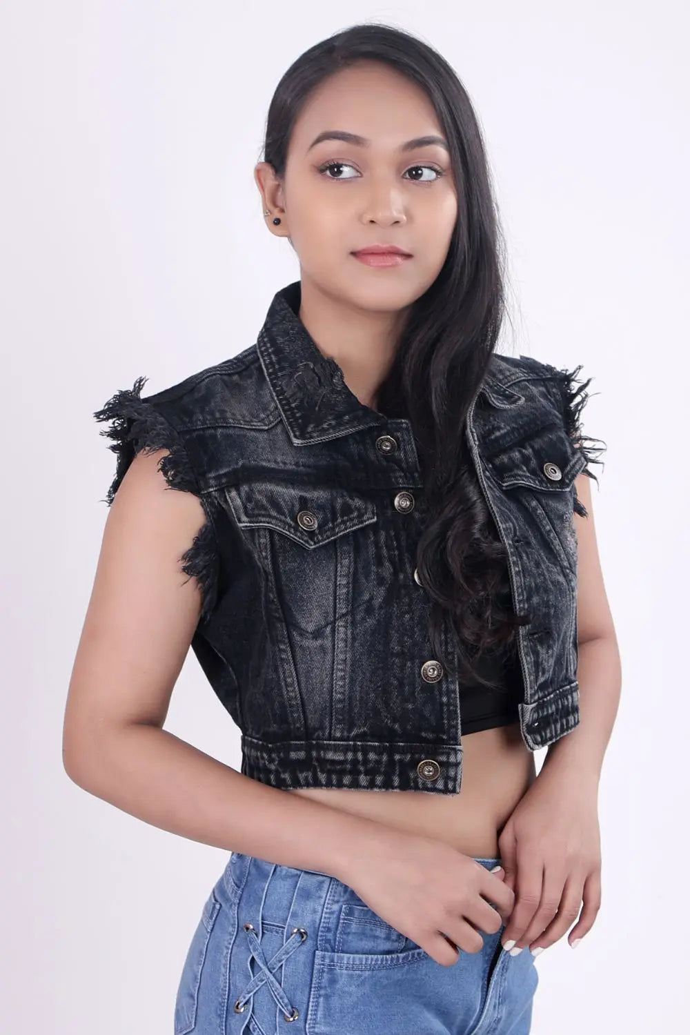 Black Cropped Denim jacket DLPL