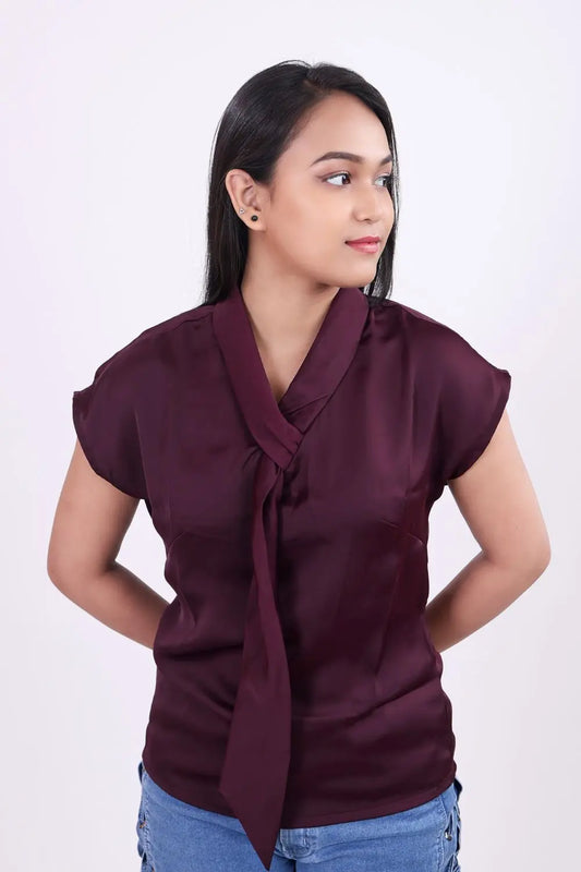 Short Sleeve Wine Color Top DLPL