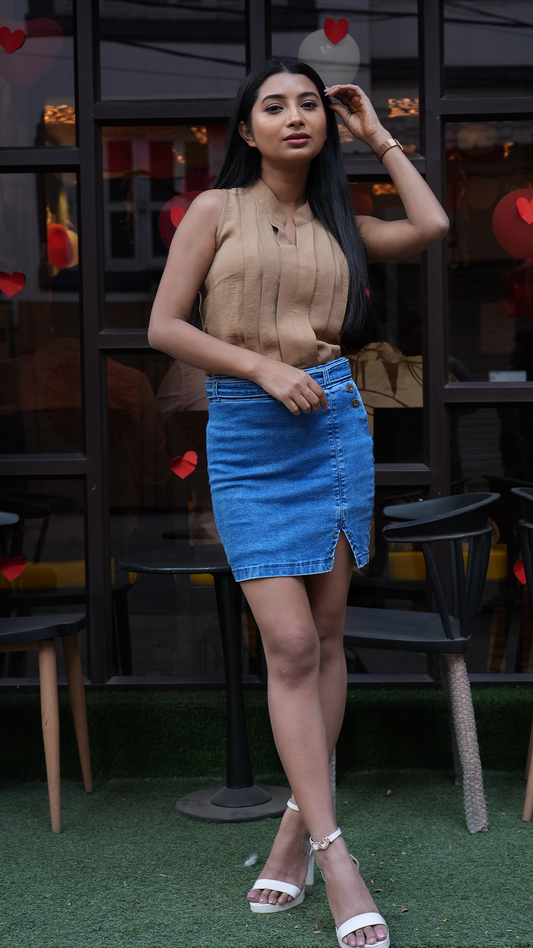 Mini Denim Pencil Skirt
