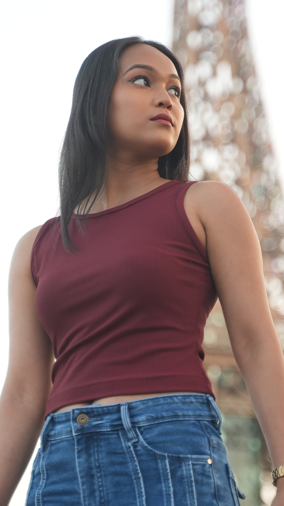 Ribbed Maroon Tank top