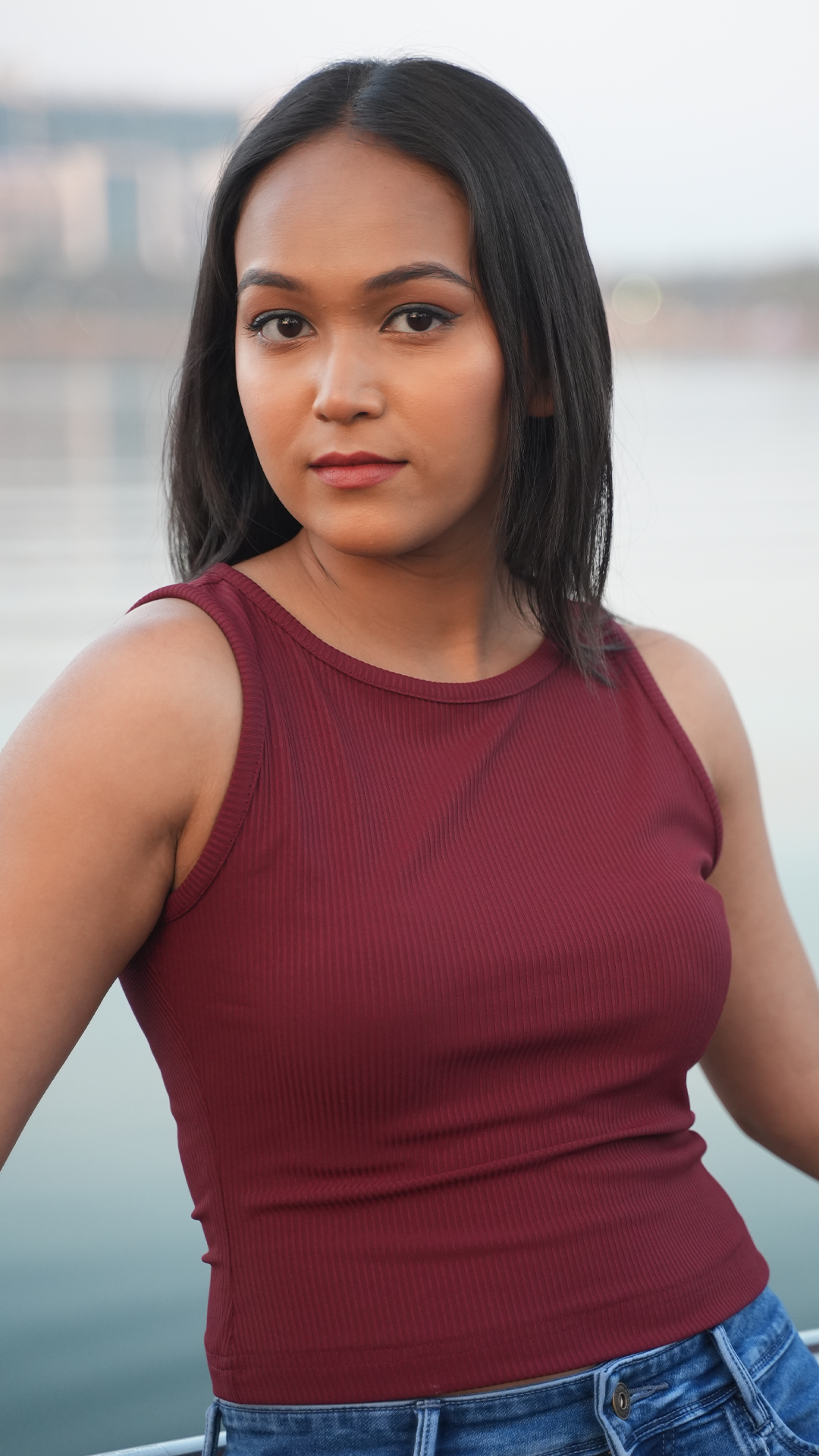 Ribbed Maroon Tank top