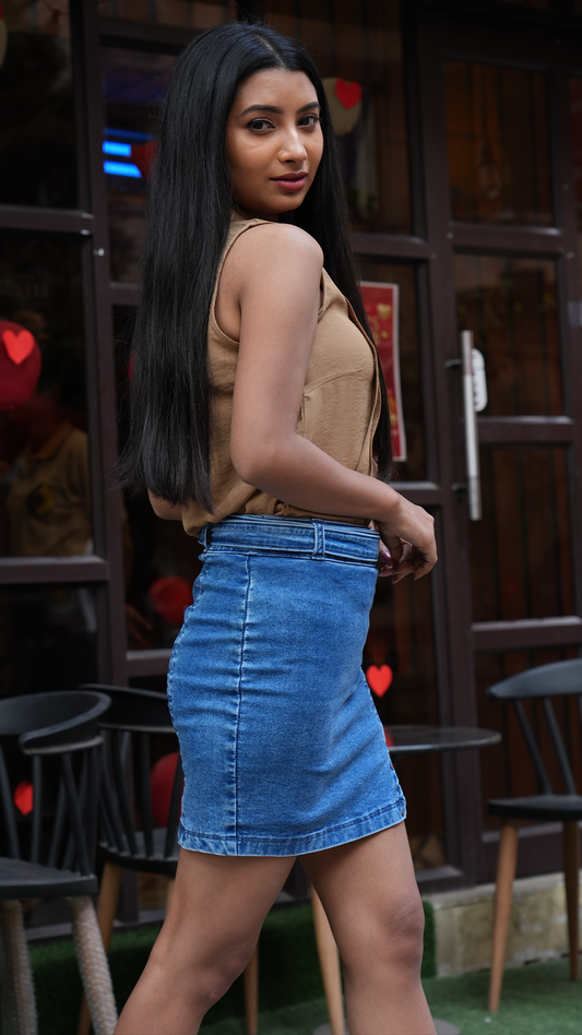 Mini Denim Pencil Skirt