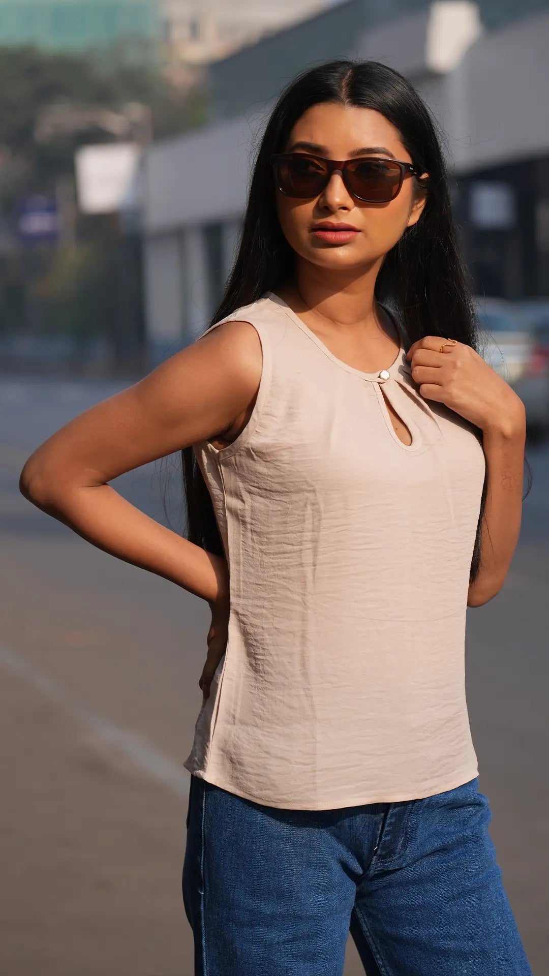 Beige Sleeveless Top DLPL