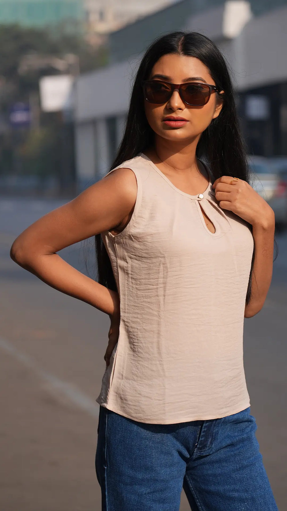 Beige Sleeveless Top DLPL