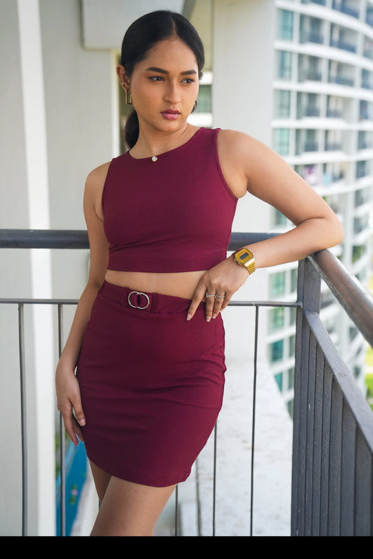 Maroon 2 pieces women's co-ords set DLPL