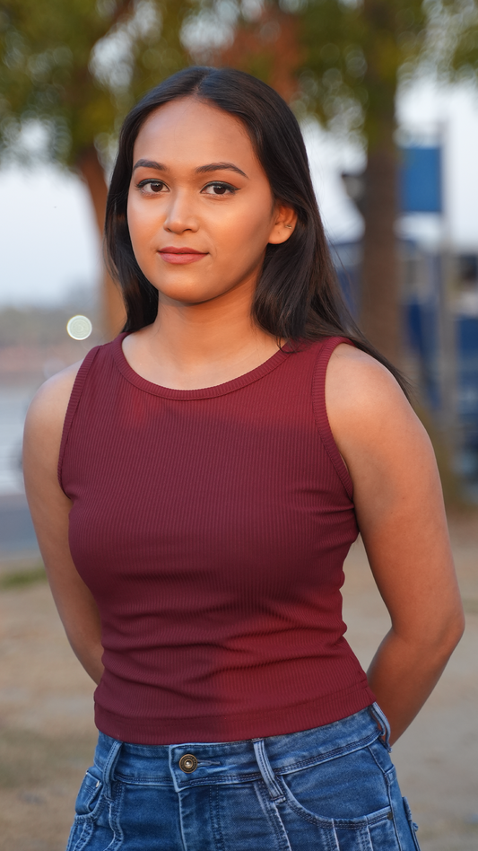 Ribbed Maroon Tank top