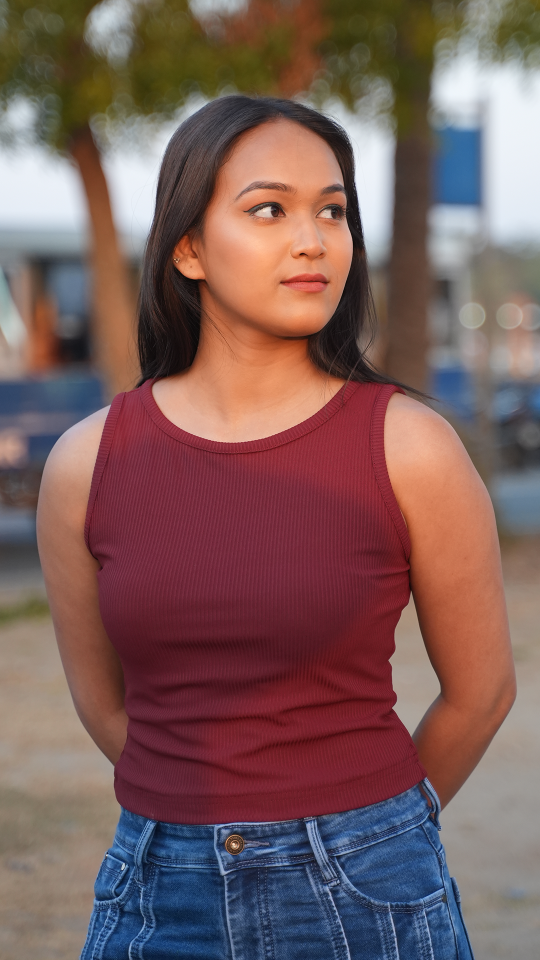 Ribbed Maroon Tank top