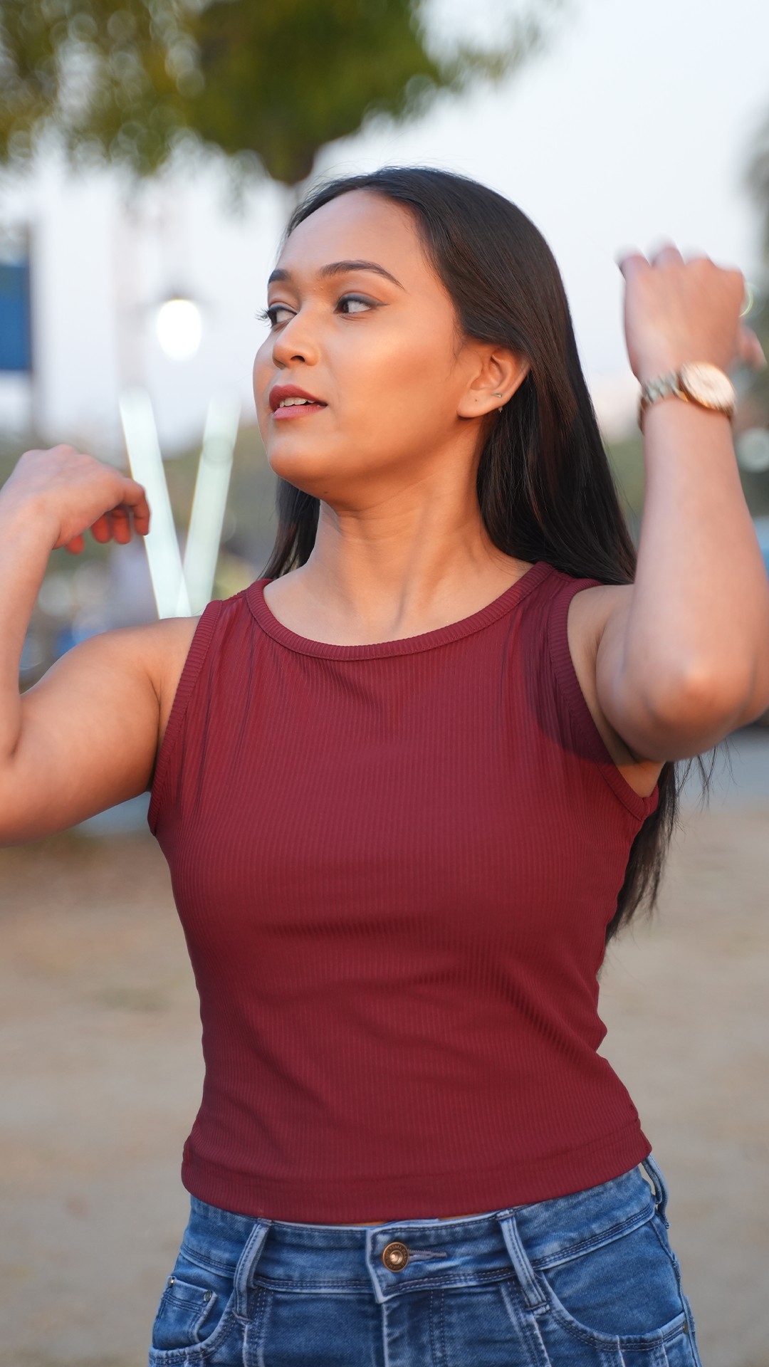 Ribbed Maroon Tank top