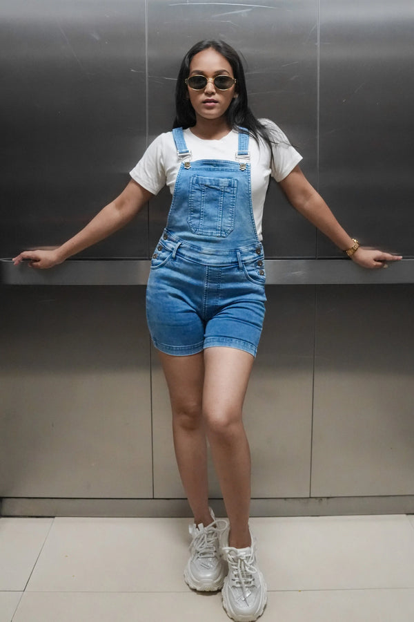Casual Light Washed Denim Dungaree