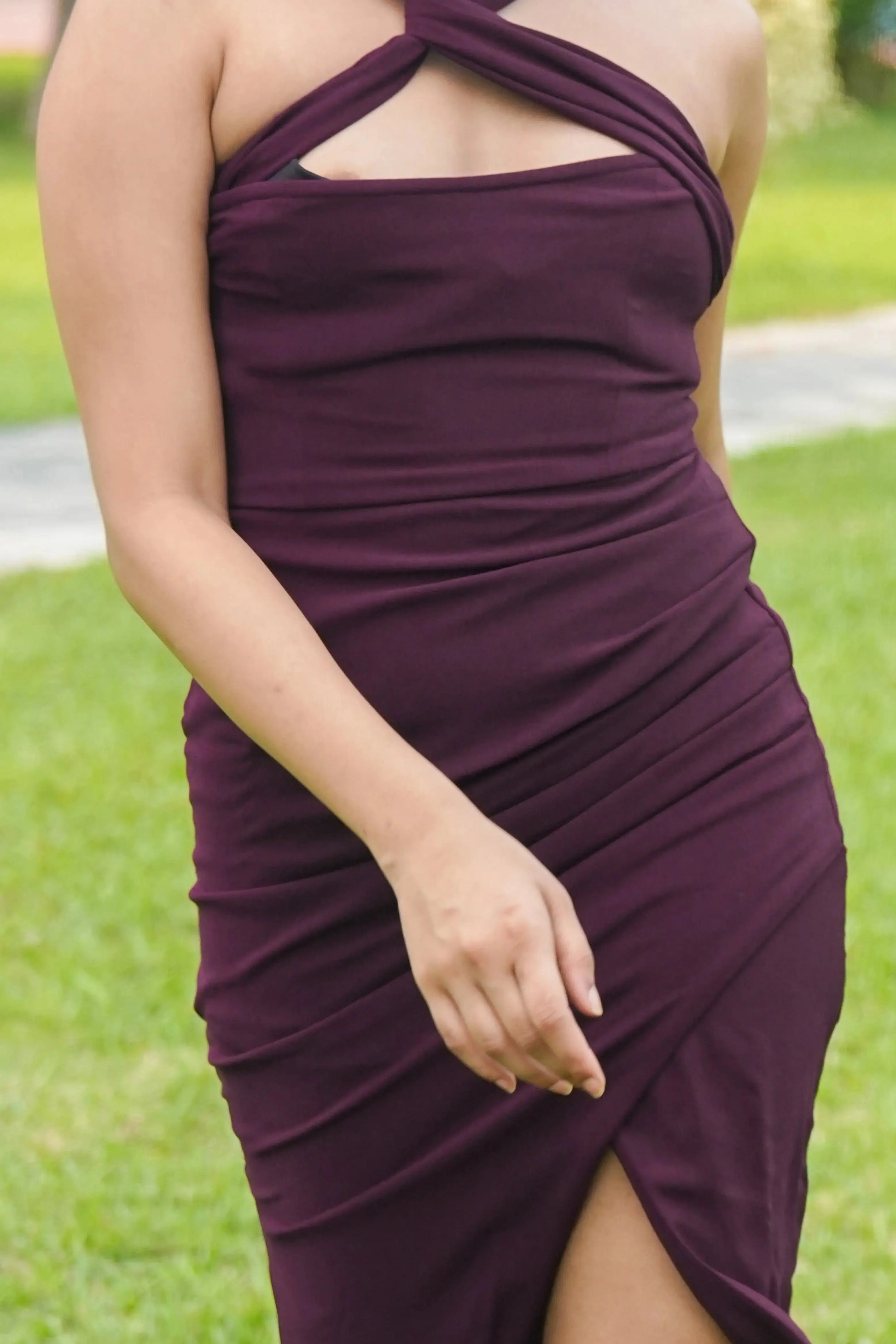 Wine Colour Sleeveless Dress - Rebel Drapes