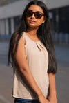 Beige Sleeveless Top, Beige Top, Sleeveless Top, Rebeldrapes Top