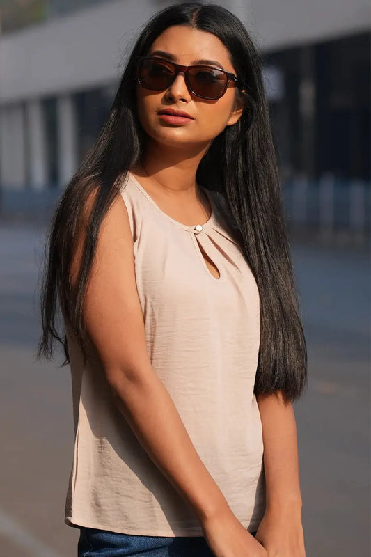 Beige Sleeveless Top, Beige Top, Sleeveless Top, Rebeldrapes Top