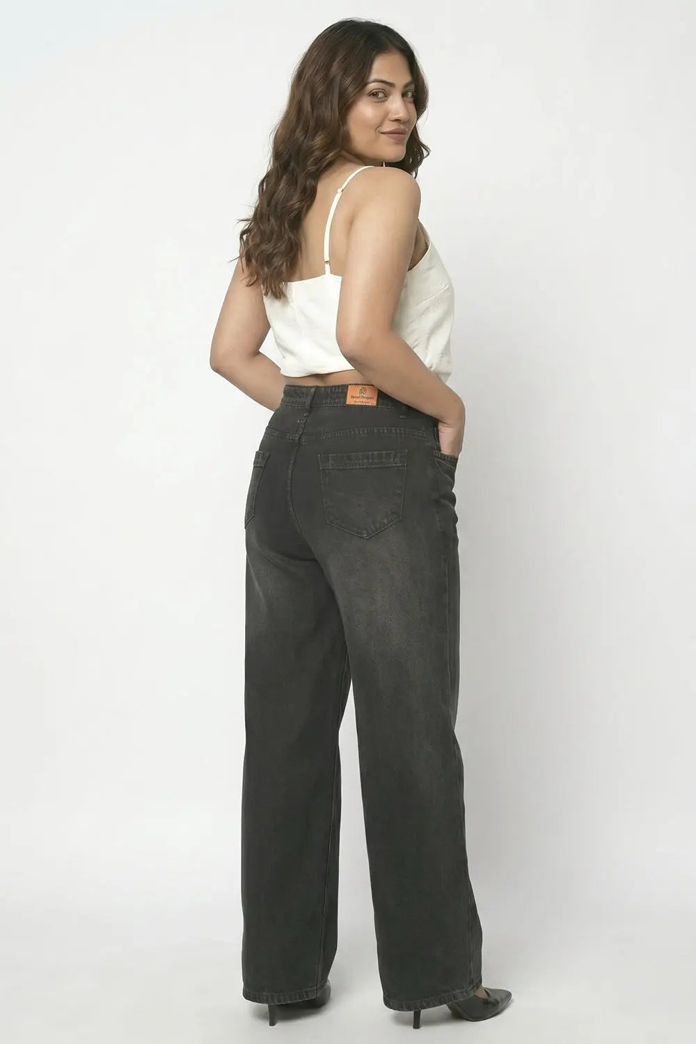 Black Straight Fit Cotton Denim Jeans