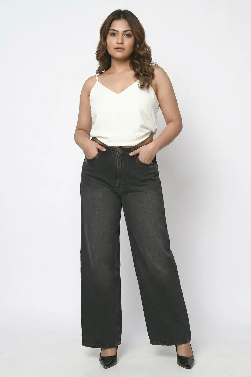Black Straight Fit Cotton Denim Jeans