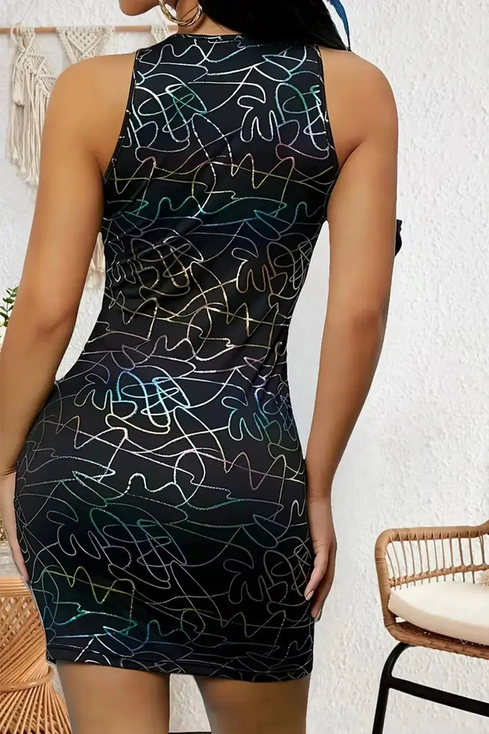Black Dress, Bodycon Dress, Abstract Print Dress, Printed Dress, Black Abstract Print Bodycon Dress, Rebeldrapes