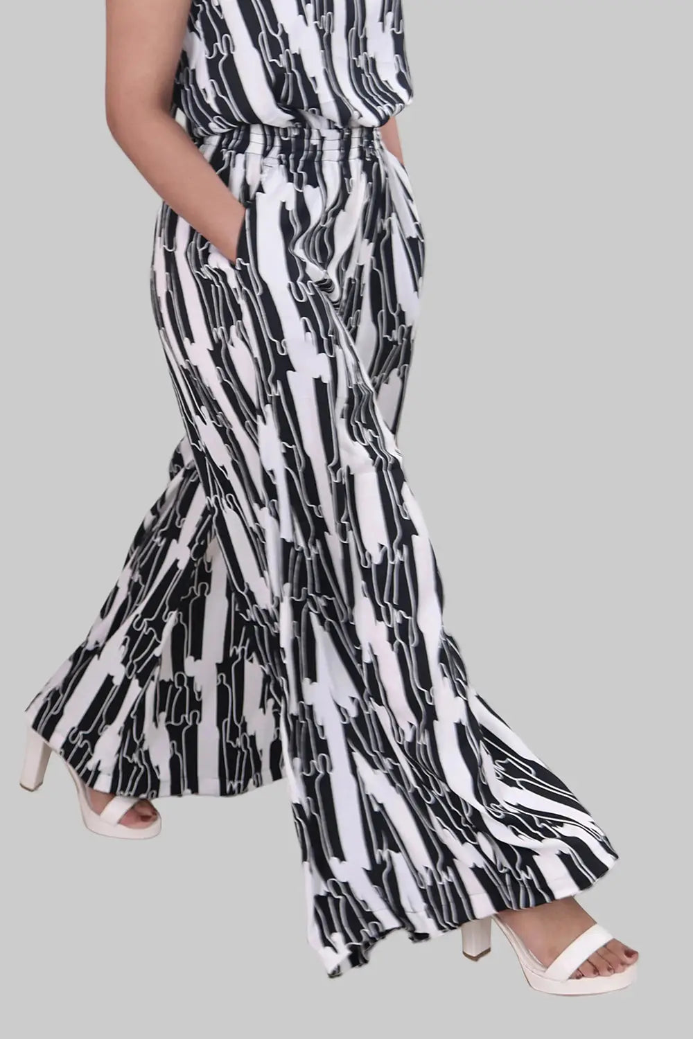 Black on White Geometric Design Jumpsuit, Black and White Jumpsuit, Geometric Design Jumpsuit, Sleeveless Jumpsuit, Rebeldrapes Jumpsuit