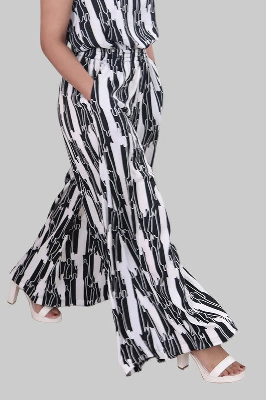 Black on White Geometric Design Jumpsuit, Black and White Jumpsuit, Geometric Design Jumpsuit, Sleeveless Jumpsuit, Rebeldrapes Jumpsuit