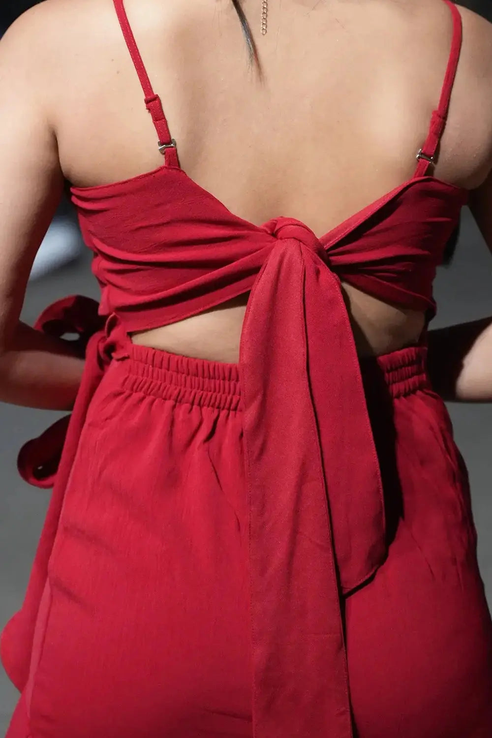 Stylish Crimson Dusk Wrap Dress for Parties – Rebel Drapes