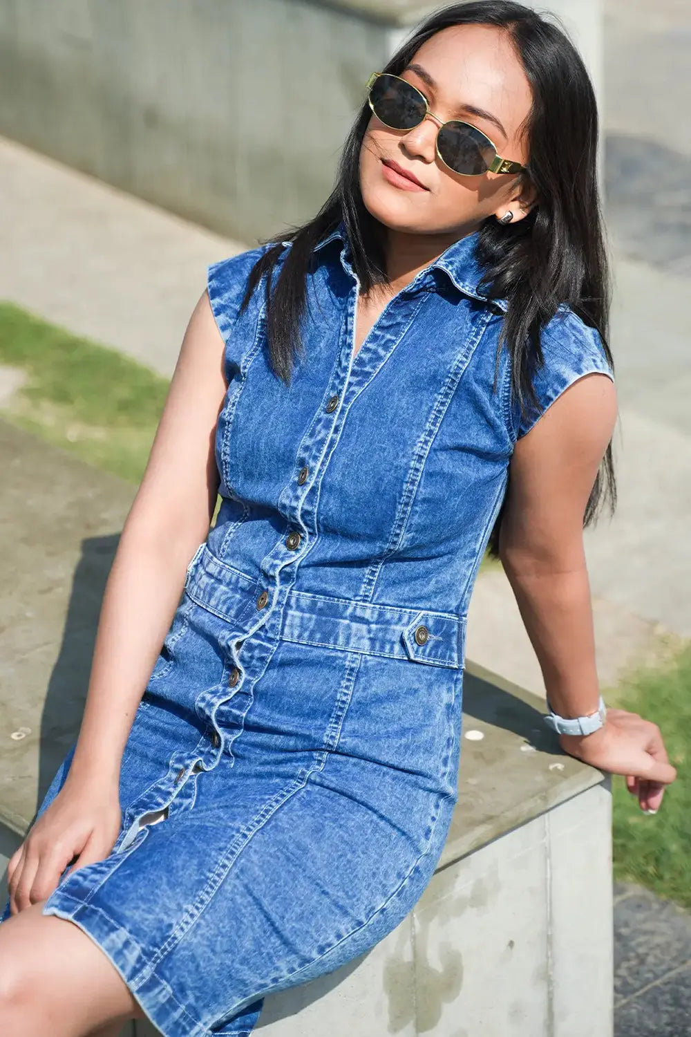 Denim Short Dress, Short Dress, Denim Dress, Short Sleeve Dress, Blue Dress, Rebeldrapes Dress