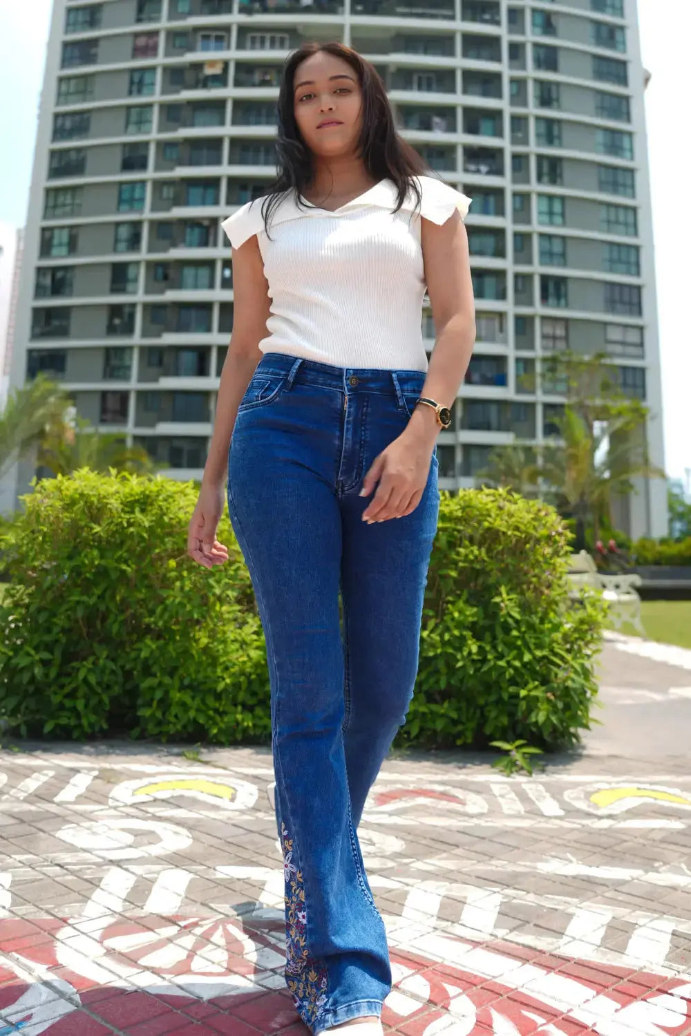 denim jeans, blue jeans, embroidered jeans, flared jeans, high waist jeans, rebeldrapes, bootcut jeans