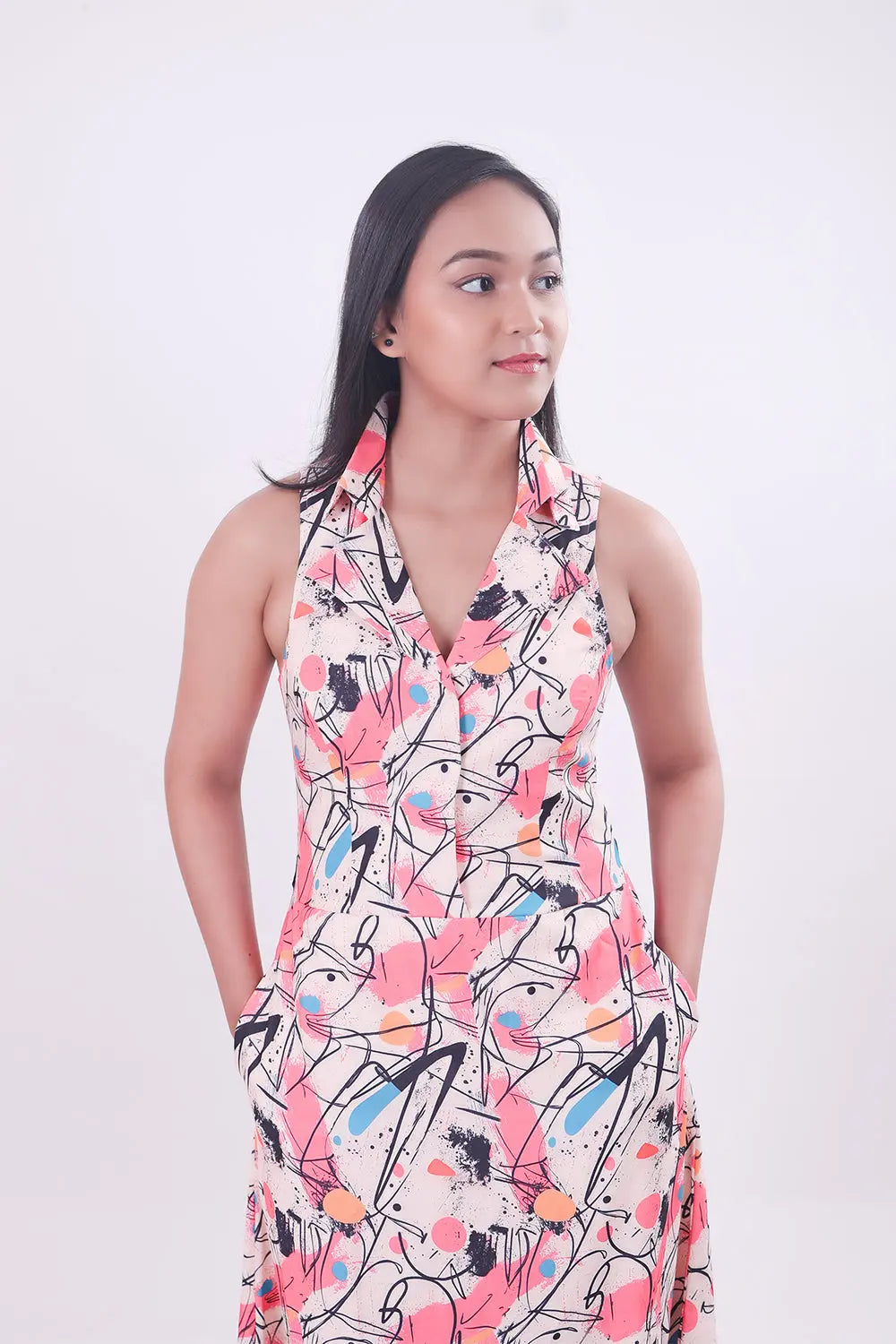 Geometric Dress, Patterned Dress, Maxi Dress, Sleeveless dress, long dress, printed dress, rebeldrapes 