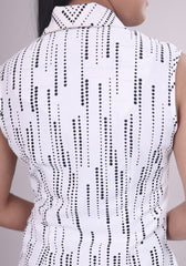 Short Sleeve Black on White  Top