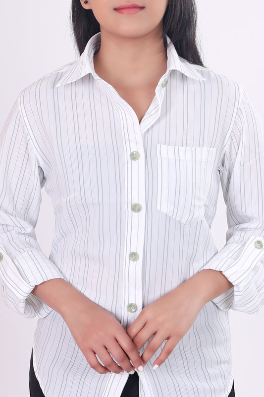Full Sleeve Green Stripes Shirt