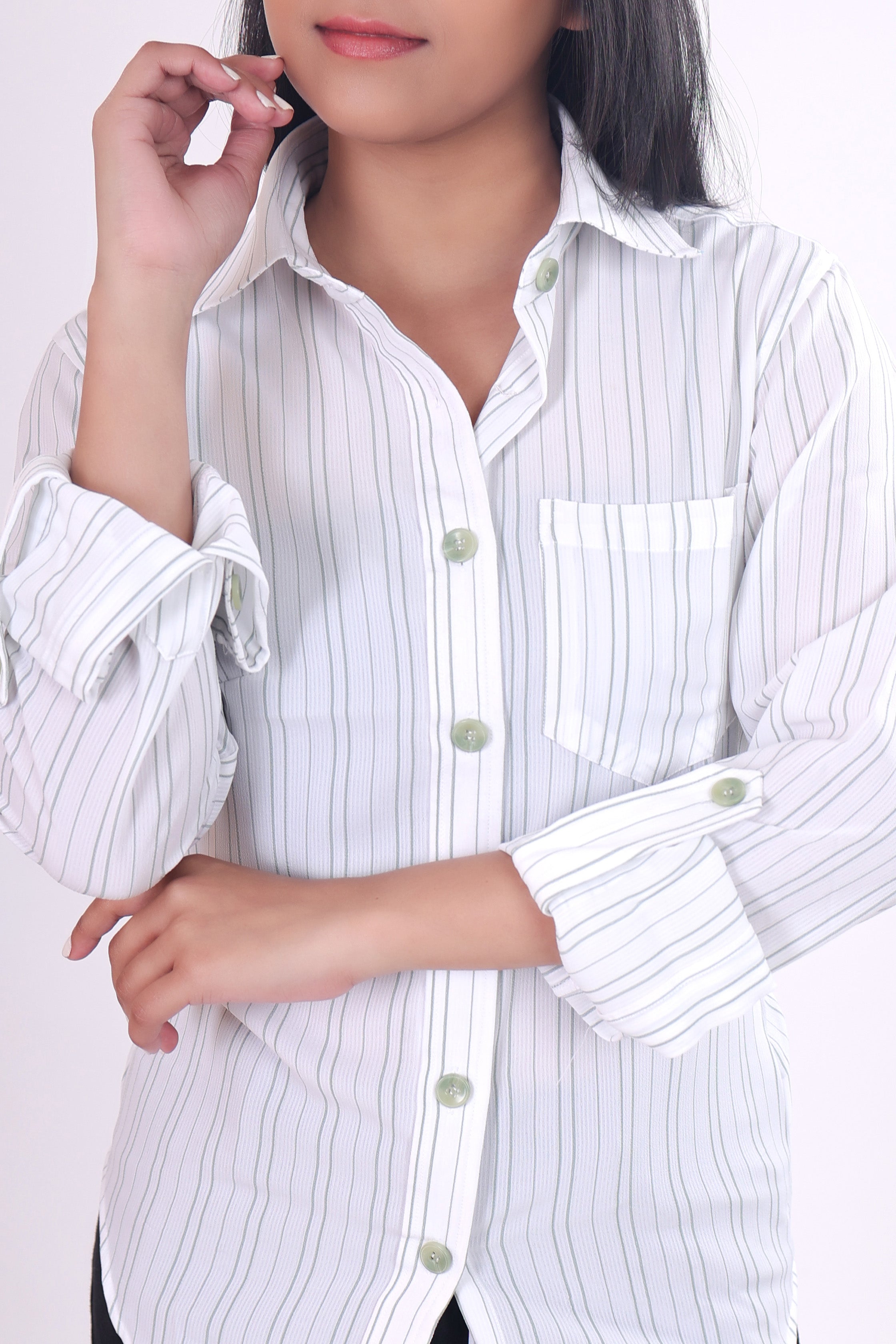 Full Sleeve Green Stripes Shirt