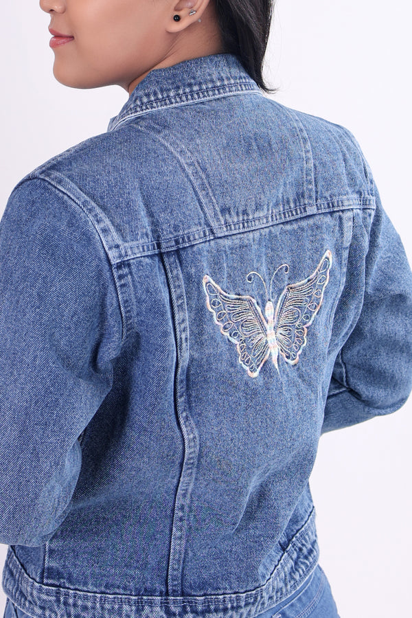 Blue full sleeve jacket with Embroidery