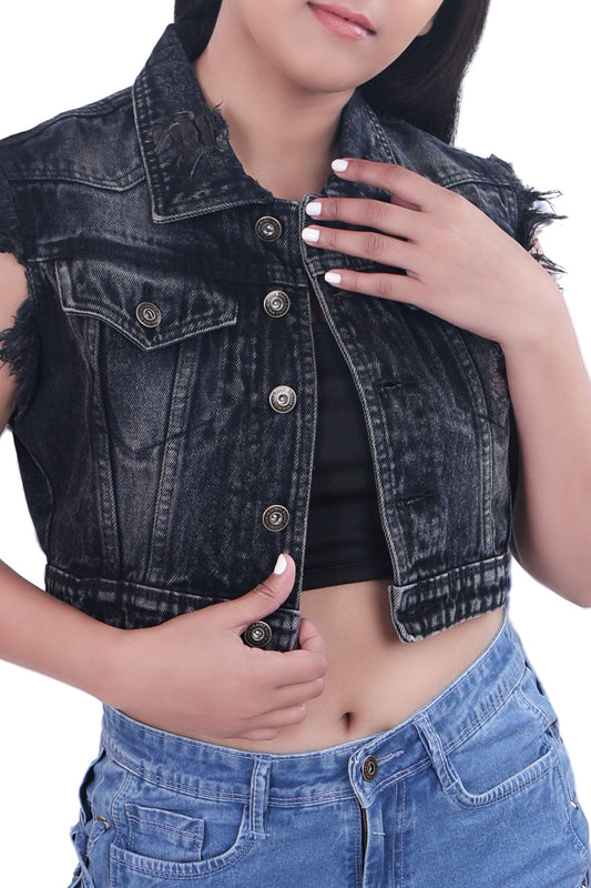 Black Cropped Denim jacket