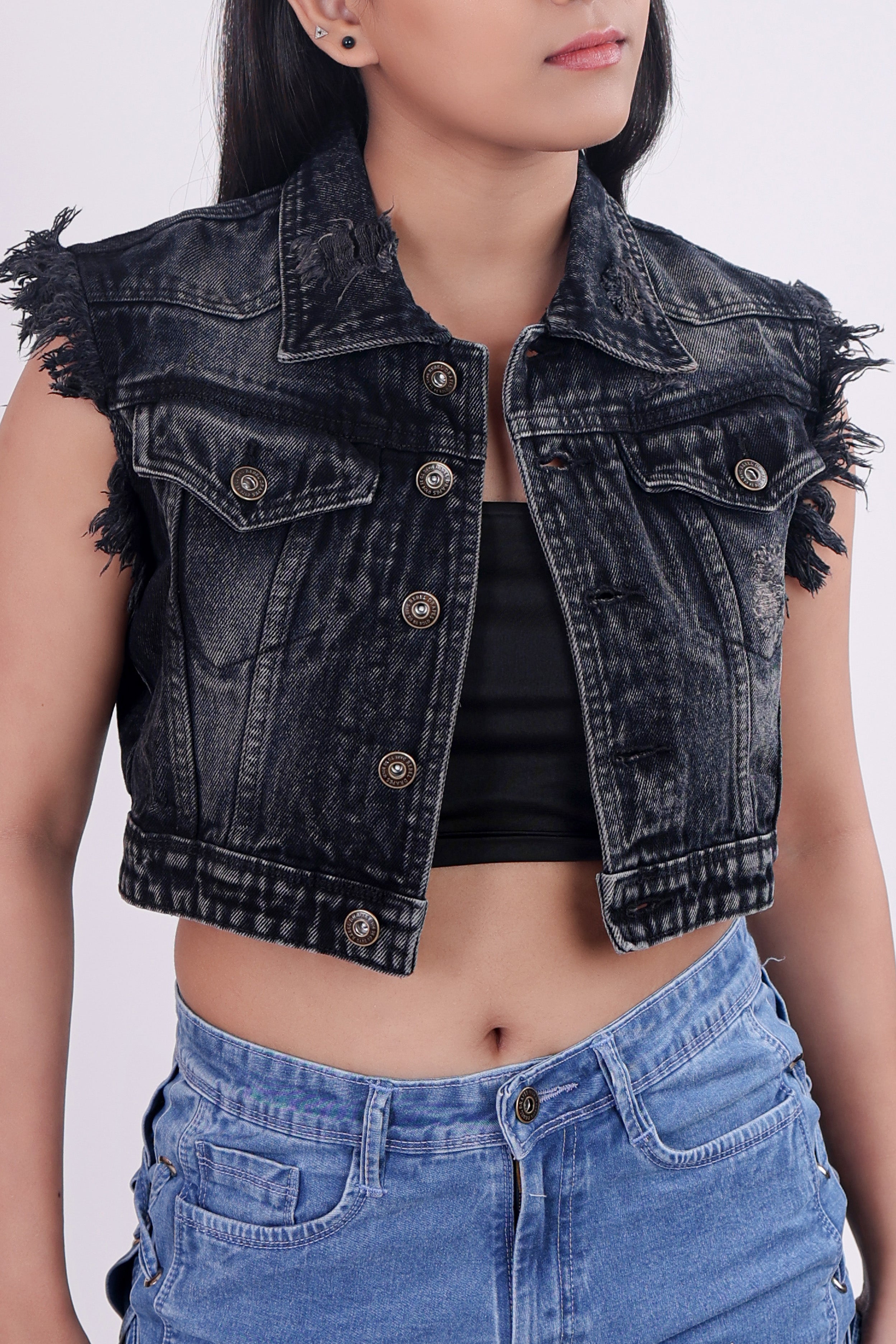 Black Cropped Denim jacket