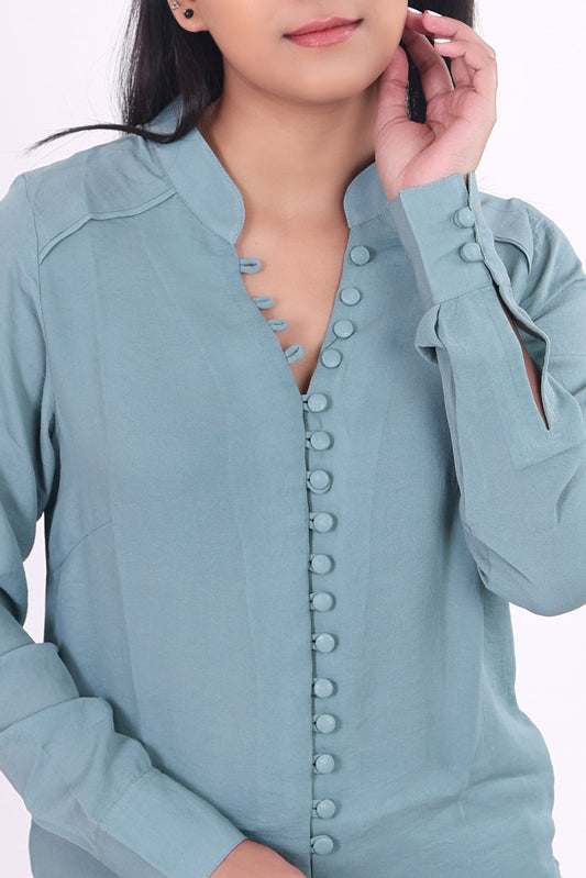 Mint Green Long Sleeve Blouse