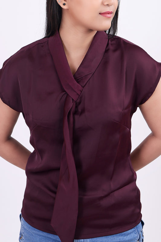 Short Sleeve Wine colour Top