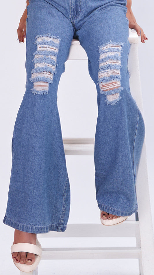 Distressed Blue Jeans